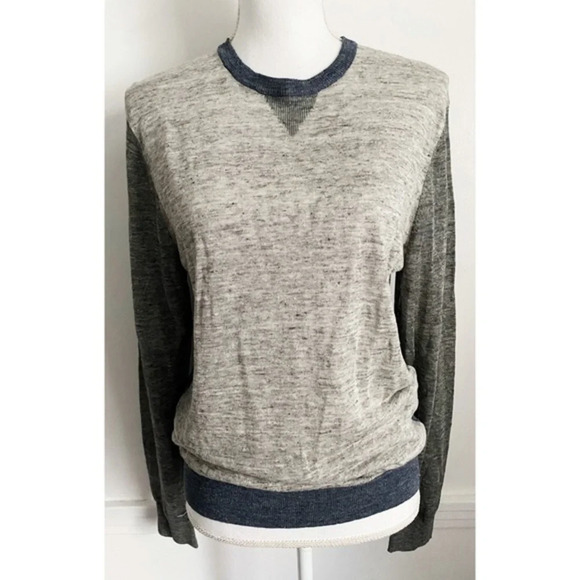 Armani Exchange Sweaters - Armani Exchange Linen Grey Navy Crew Neck Sweater